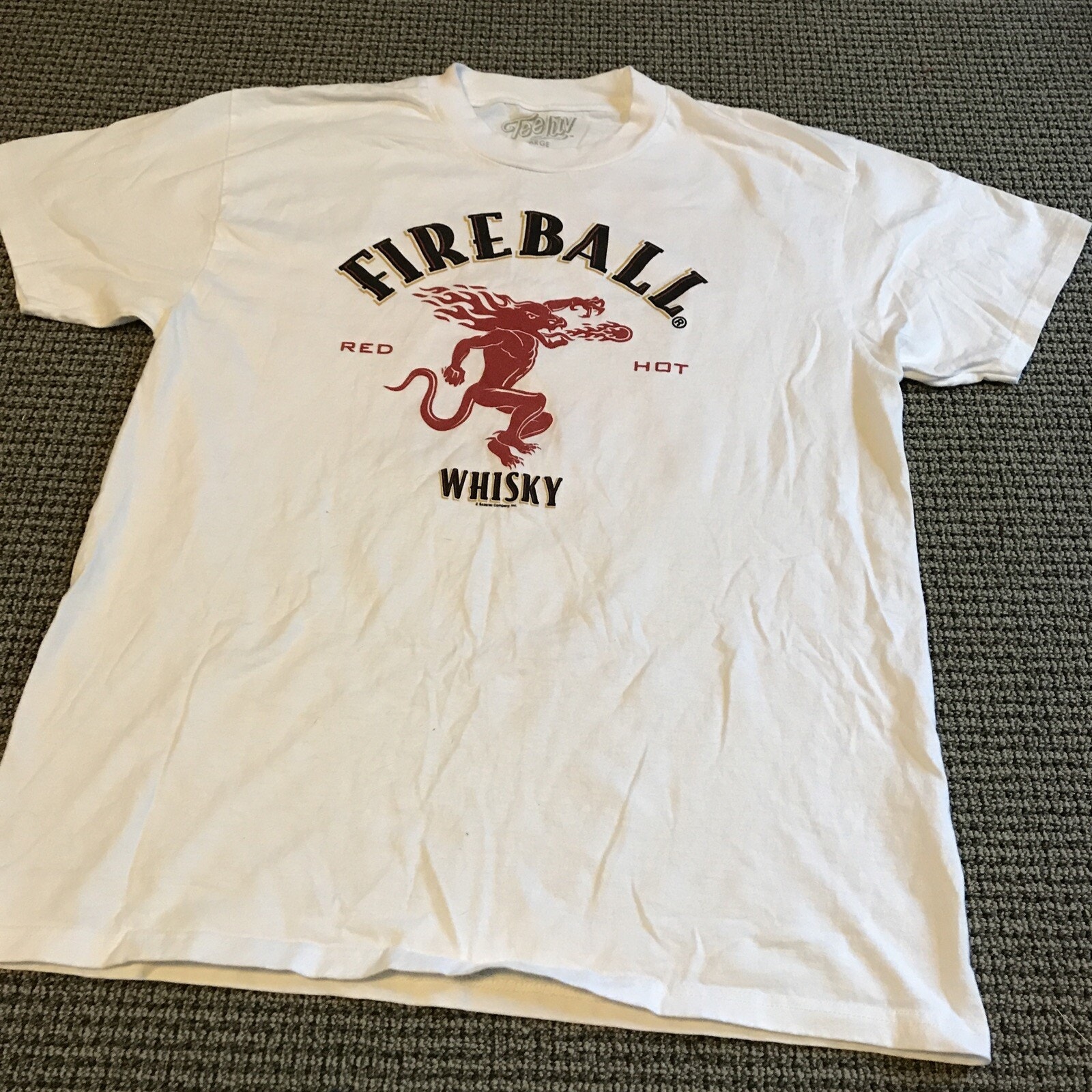 Fireball Whiskey Tee Shirt Large White